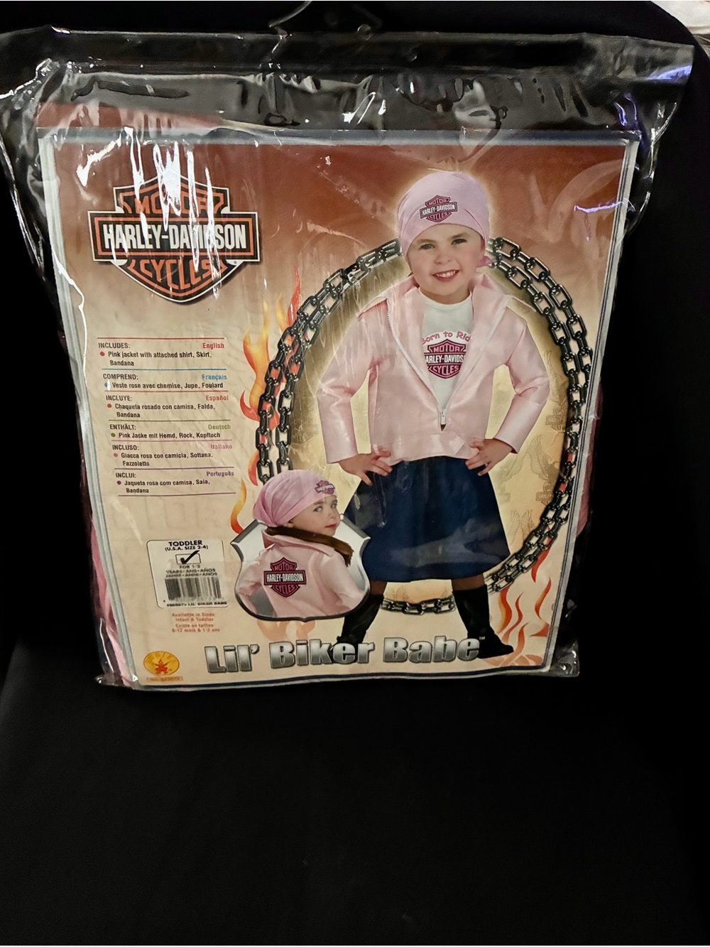 Harley-Davidson Lil’ Biker Babe Toddler Costume Pink Jacket Size 2-4 New